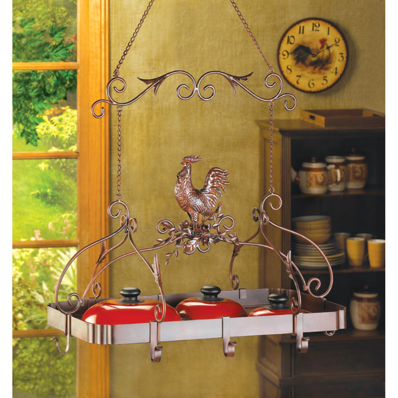 Fleur De Lis Living Rooster Hanging Pot Rack & Reviews Wayfair